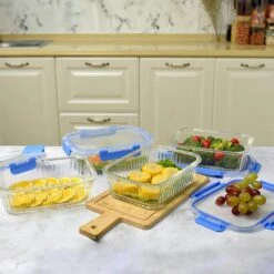 PIE LOCK | Glas Frischhaltedosen Set 10 Tlg | Vorratsdosen | Bento-Box | Aufschnittdose | Brotbox | Brotdose | Wurstdose | Mikrowellendose | Meal Prep -Küche Zu Hause 093f2ce3 a880 4ef0 b973 3cba9908ddbb