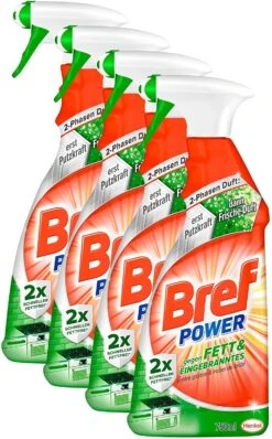 Bref Power Gegen Fett & Eingebranntes 4er Pack Fettlöser 4x750 Ml Sprühflasche