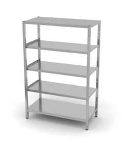 Edelstahl Gastro-Lagerregal Mit 5 Verstellbaren (perforierten) Ablagefächern | AISI 430 Qualität | HxBxT 180x140x40 -Küche Zu Hause 5019c316 2baa 4541 8426 ce1dfec224fe