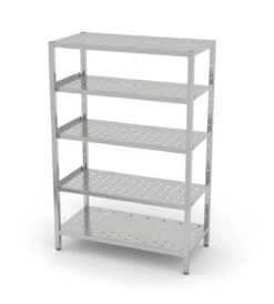 Edelstahl Gastro-Lagerregal Mit 5 Verstellbaren (perforierten) Ablagefächern | AISI 430 Qualität | HxBxT 180x140x40 -Küche Zu Hause 79acc03a 029a 4407 8a3b 29ff342d826e