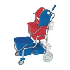 CleanSV® Verchromter Putzwagen Mit Profi Mopresse, 2 Gitterkörben, 1 Ablage Und 2 Plastikeimer -Küche Zu Hause 896feb29 85e5 43c3 a198 774c53c22ccc