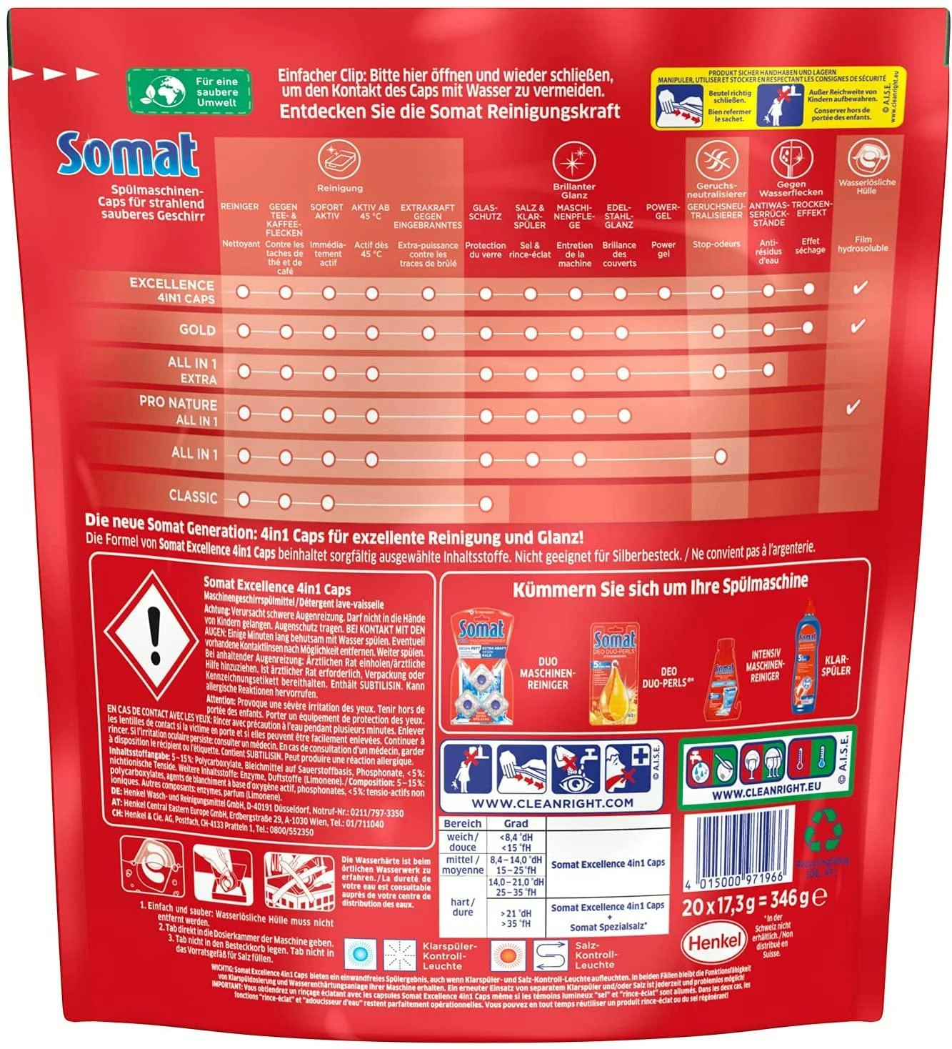 Somat Excellence 4in1 Caps 2x20 Caps Spülmaschinen Reinigung Geschirrspülmittel 8 Somat Excellence 4in1 Caps 2x20 Caps Spülmaschinen Reinigung Geschirrspülmittel - Image 6